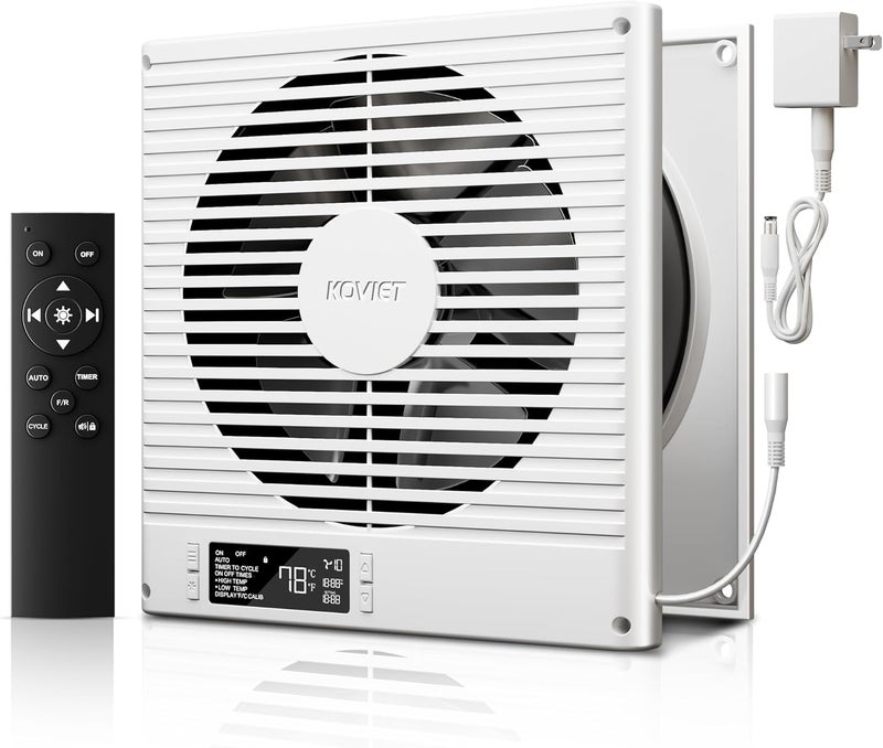 KOVIET 8" Room to Room Ventilation Fan with Remote, Quiet Reversible Through the Wall Air Transfer Fan, 10-Speed Smart Exhaust Vent, Temperature Control, ETL Certified for Bedroom, Kitchen, Laundry - Image 1